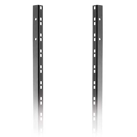 Couple “L” section vertical 19” rack strips, steel, 40U, Black - Euromet